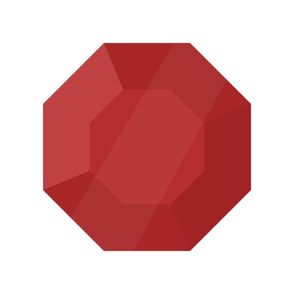 Ruby stone icon, isolated on white background. Red gemstone flat design. vector