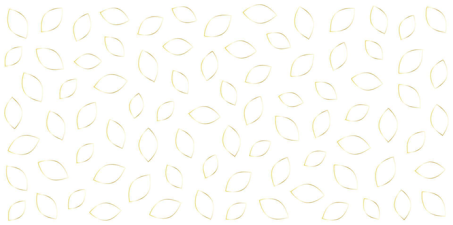 Seamless pattern of gold gradient outline leaves on white or transparent background. Minimalistic nature-inspired design for wallpaper or fabric vector