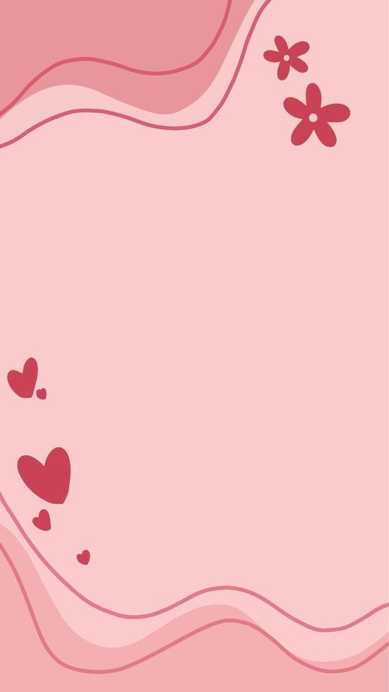 Pink Background with love and flower ornament and blank space vector