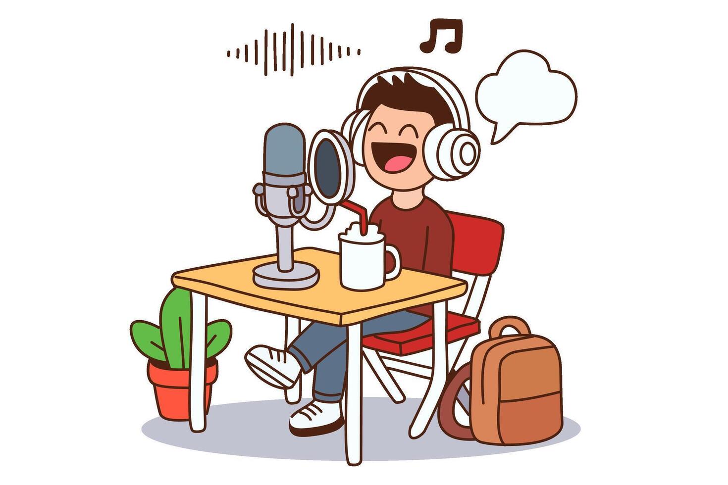 Podcast pack. Clipart cartoon. vector