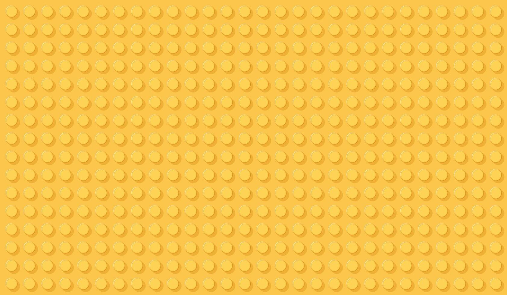 Yellow Construction Toy Baseplate Background, Top View, Featuring a Grid of Circular Studs for Building Block Designs. Wide Banner with Copy Space for Text, Design Template vector
