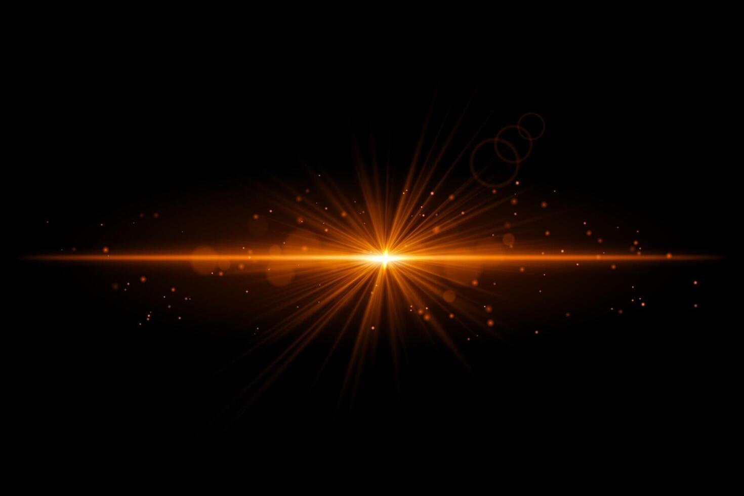 Orange starburst. Radiant light beam, glowing particles, bright star effect, warm illumination, abstract lighting design, futuristic energy, decorative modern visual vector