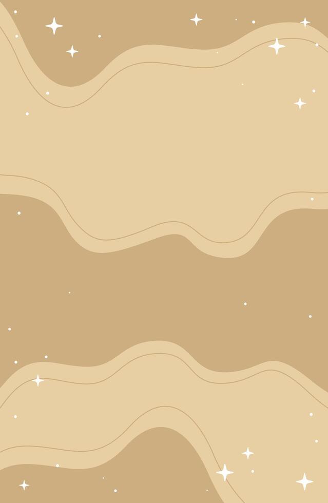 Abstract Beige Background With Wavy Lines and Sparkling Stars, Design. Perfect for design projects requiring a calming, minimalist aesthetic. vector