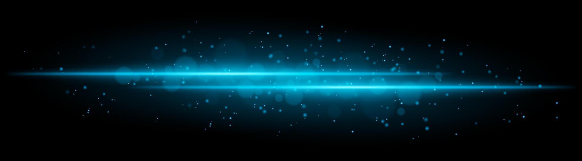 Blue glowing line beam. Horizontal light beam with sparkling particles, radiant golden glow, abstract illumination, decorative lighting effect, warm and vibrant design vector
