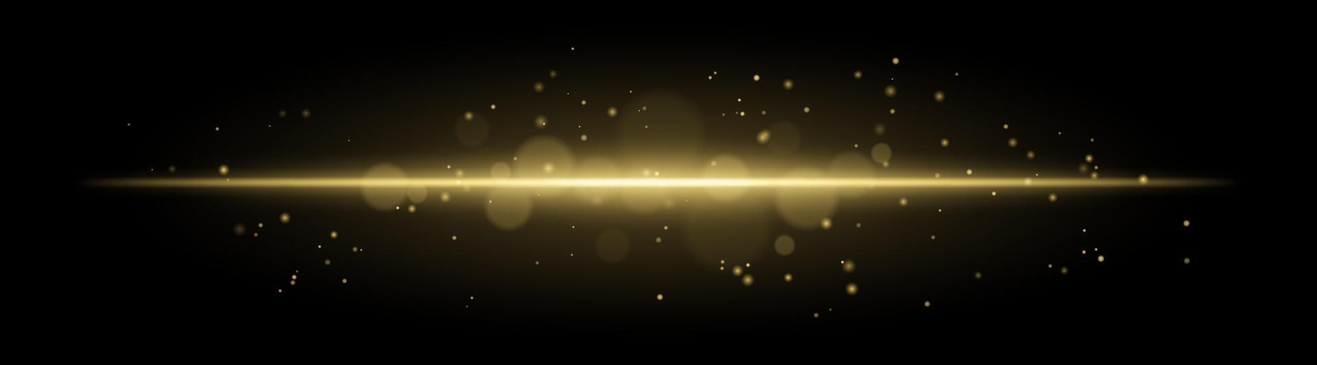 Soft golden glow. Horizontal light beam with subtle particles, warm illumination, abstract lighting effect, minimalistic design, radiant and elegant decor vector