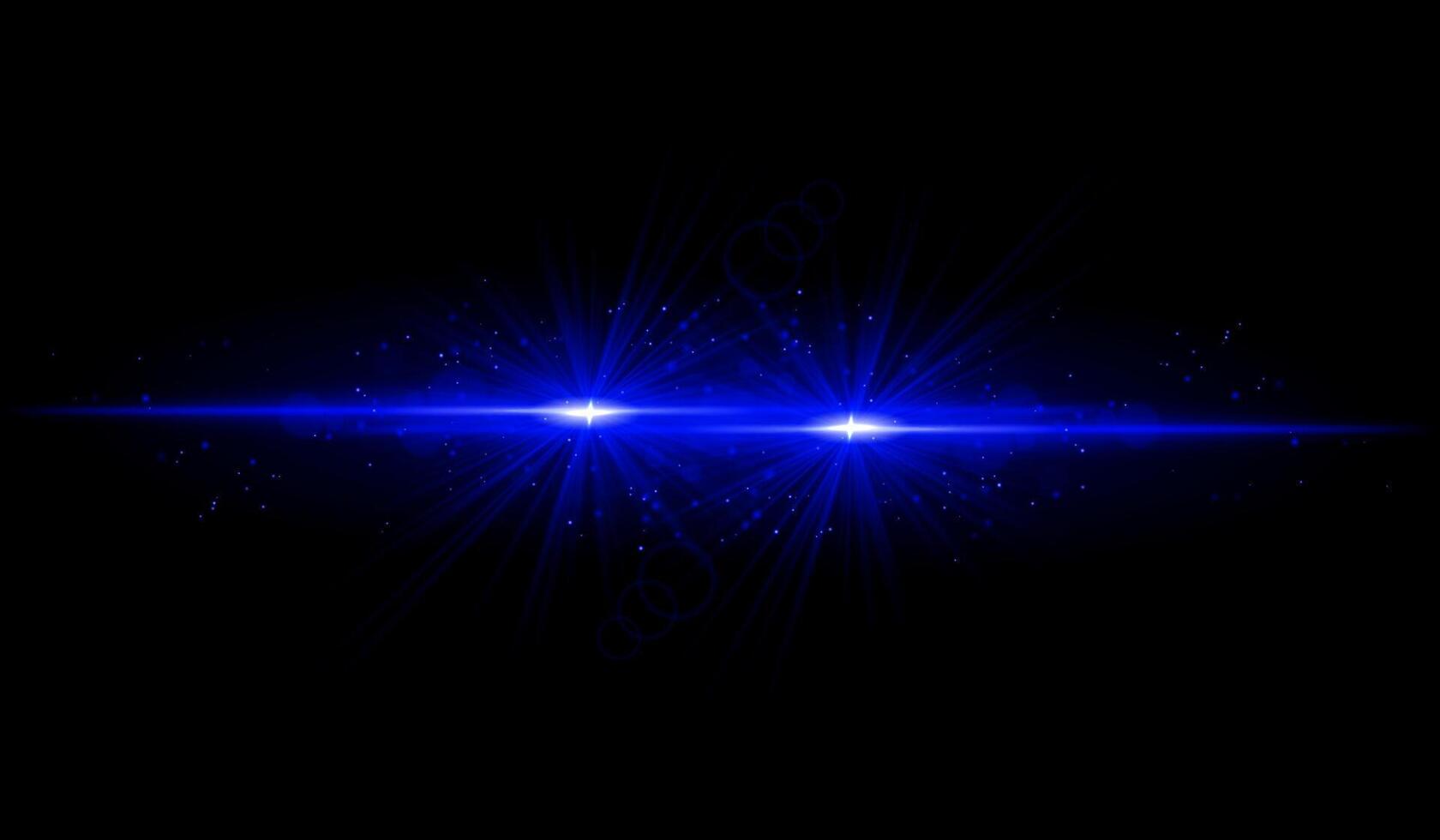 Dual Blue starburst. Bright intersecting beams, glowing particles, radiant light effects, warm illumination, abstract lighting design, futuristic energy, decorative visuals vector