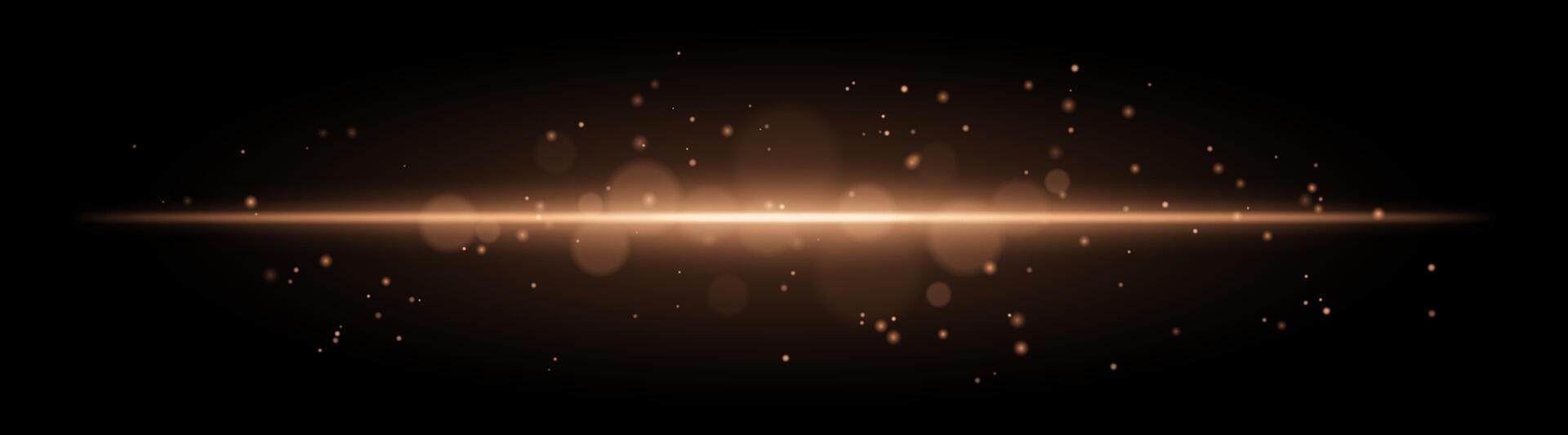 Soft golden glow. Horizontal light beam with subtle particles, warm illumination, abstract lighting effect, minimalistic design, radiant and elegant decor vector