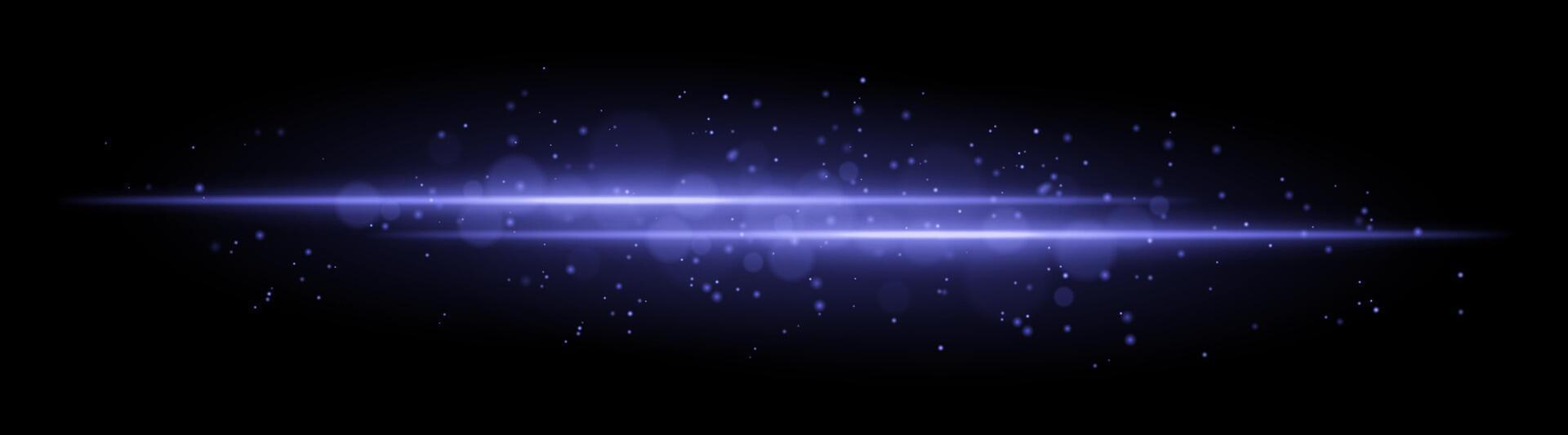 Blue glowing line beam. Horizontal light beam with sparkling particles, radiant golden glow, abstract illumination, decorative lighting effect, warm and vibrant design vector