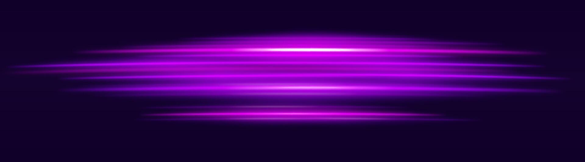 Purple motion blur icon. Dynamic horizontal streaks, glowing purple light, abstract motion effect, futuristic energy, speed visual, modern lighting decor, radiant design vector