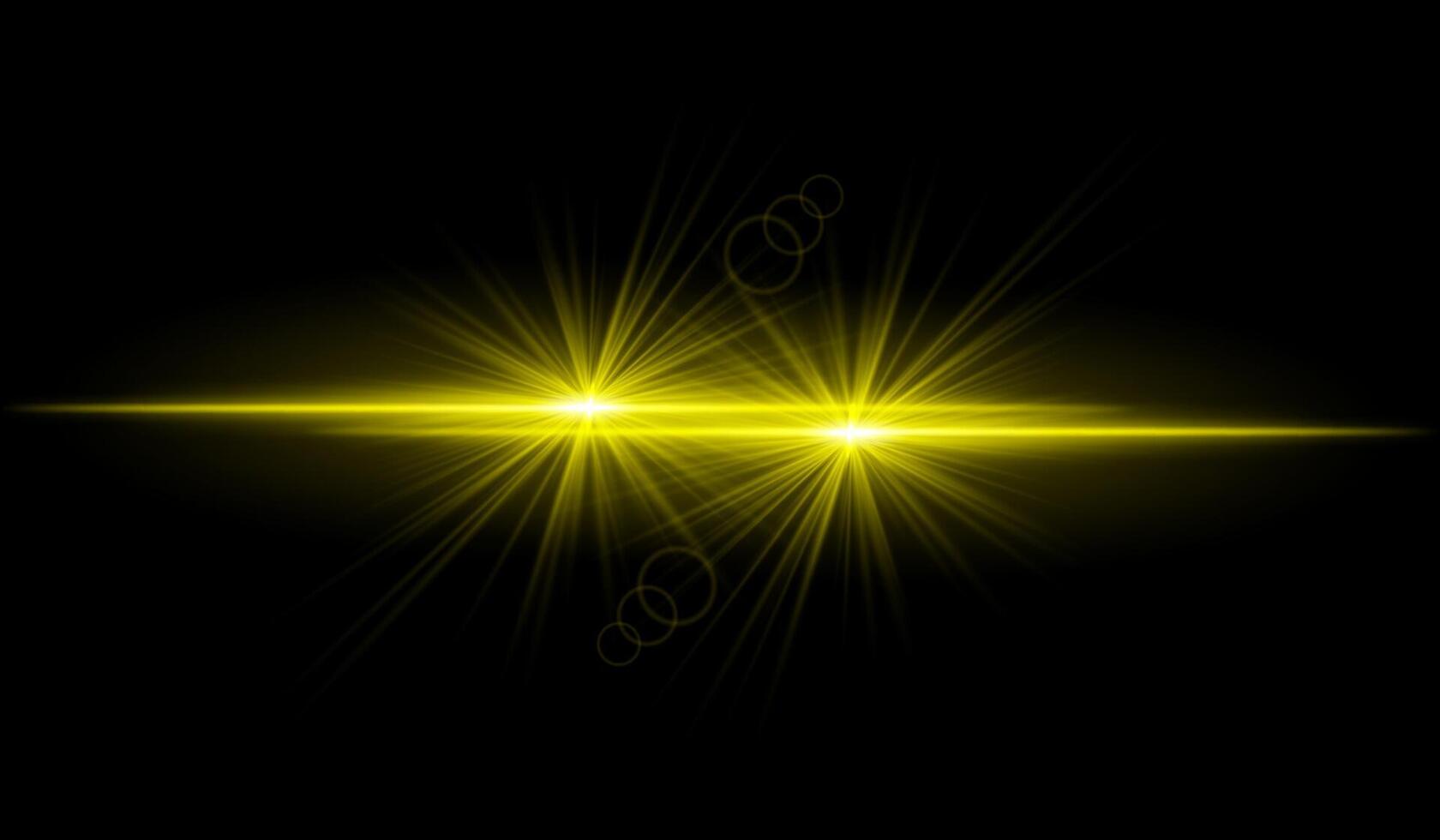 Dual golden starburst. Bright intersecting beams, glowing particles, radiant light effects, warm illumination, abstract lighting design, futuristic energy, decorative visuals vector