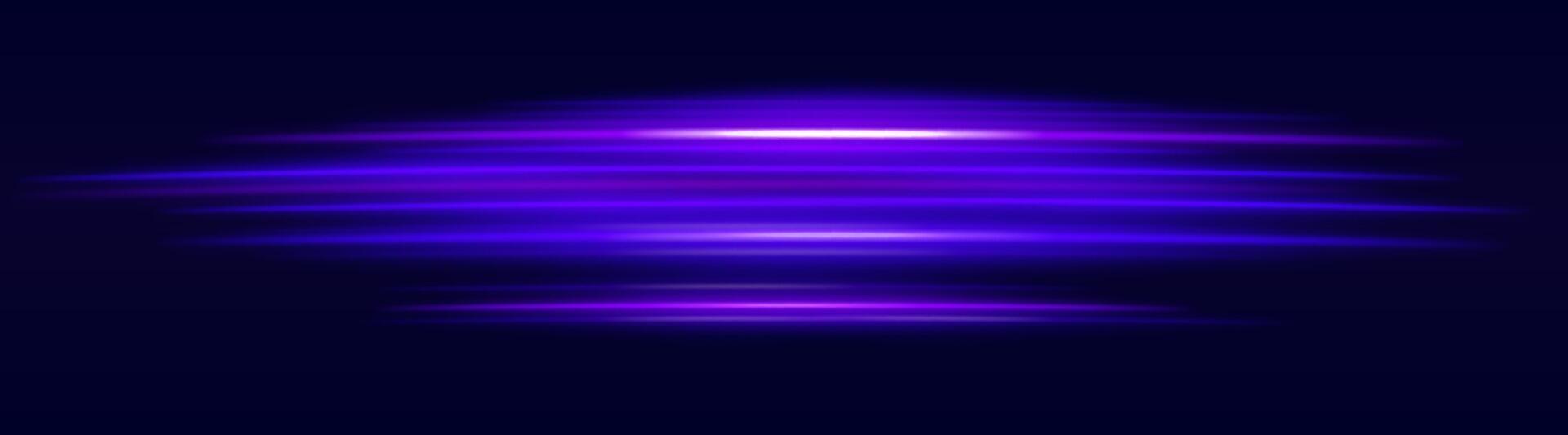 Purple motion blur icon. Dynamic horizontal streaks, glowing purple light, abstract motion effect, futuristic energy, speed visual, modern lighting decor, radiant design vector