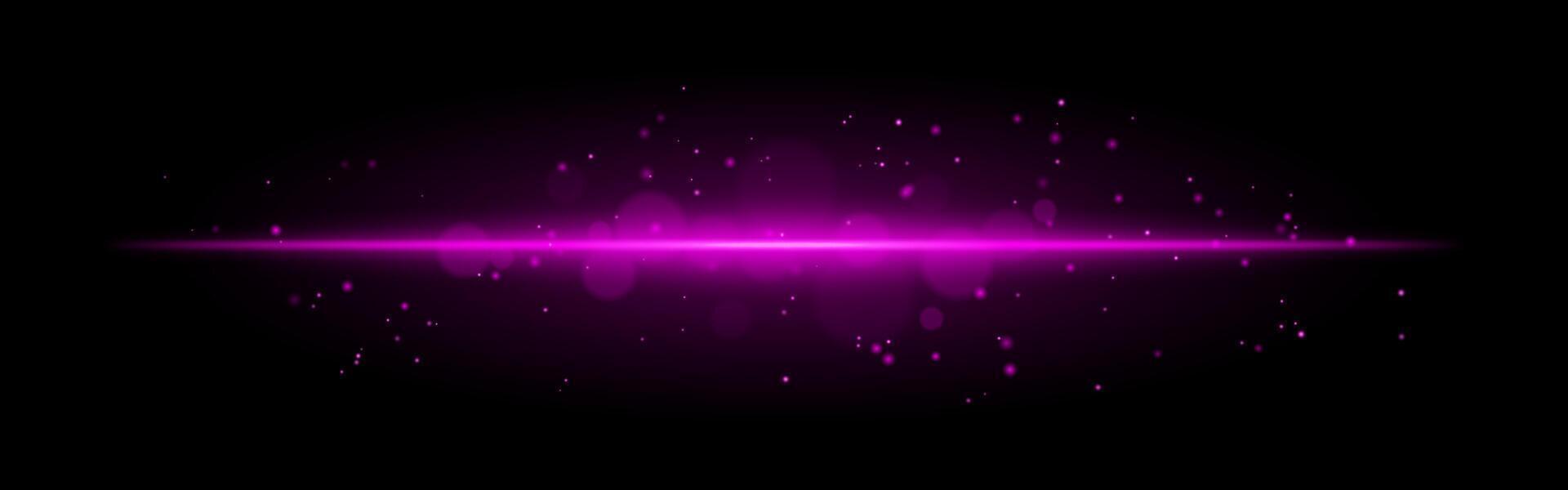 Purple glowing line icon. Vibrant horizontal beam, illuminated particles, abstract light effect, futuristic energy, minimalistic decor, dynamic modern design, radiant visual vector