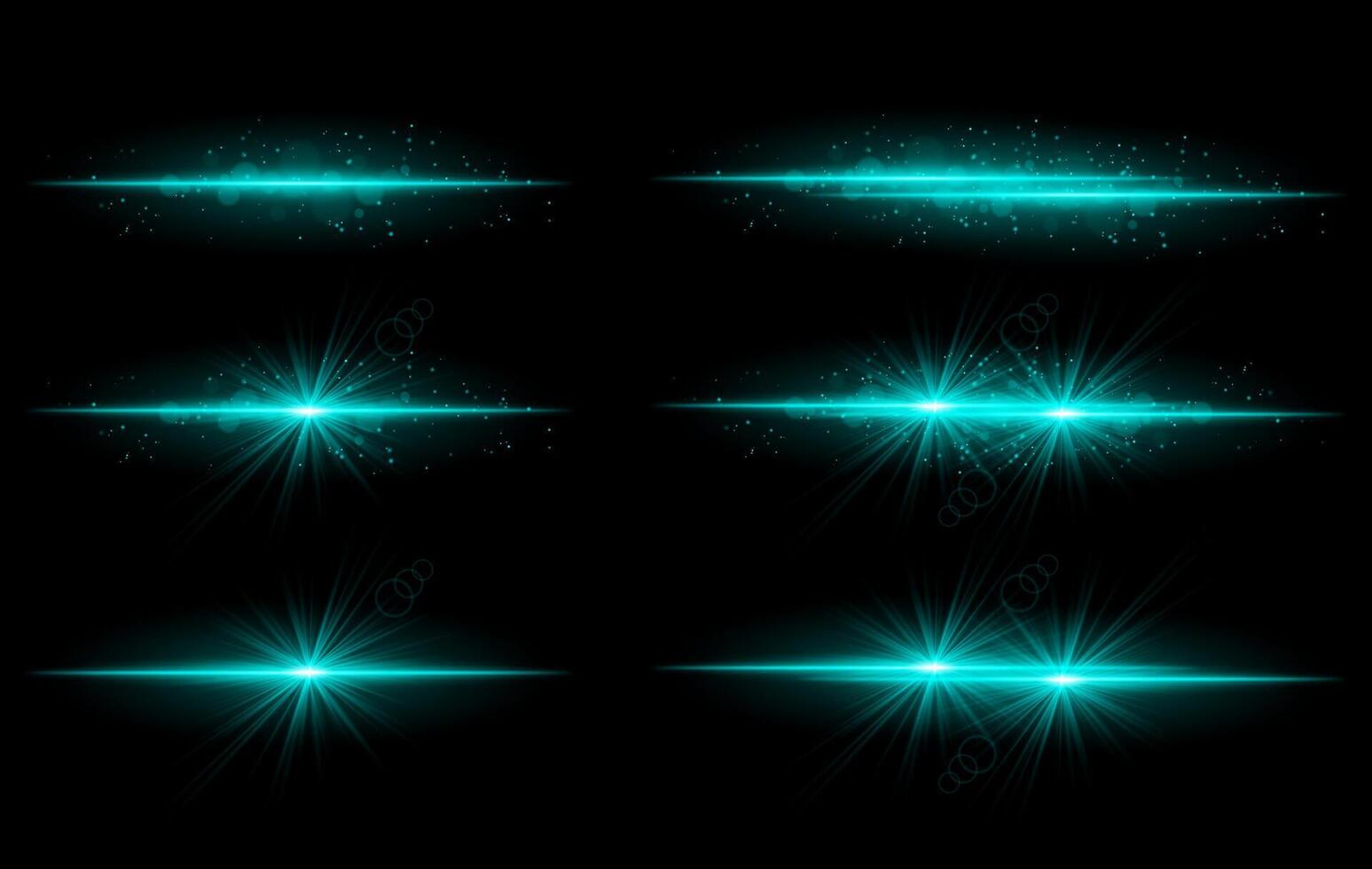 Blue glow effects set. Radiant light streaks, sparkling particles, bright starbursts, warm illumination, abstract lighting design, decorative energy beams, vibrant modern visuals vector