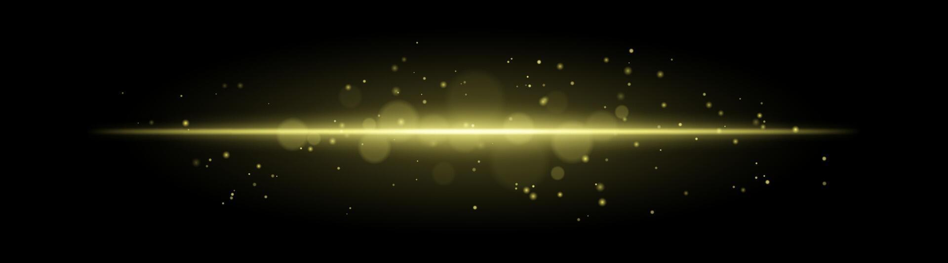 Soft golden glow. Horizontal light beam with subtle particles, warm illumination, abstract lighting effect, minimalistic design, radiant and elegant decor vector