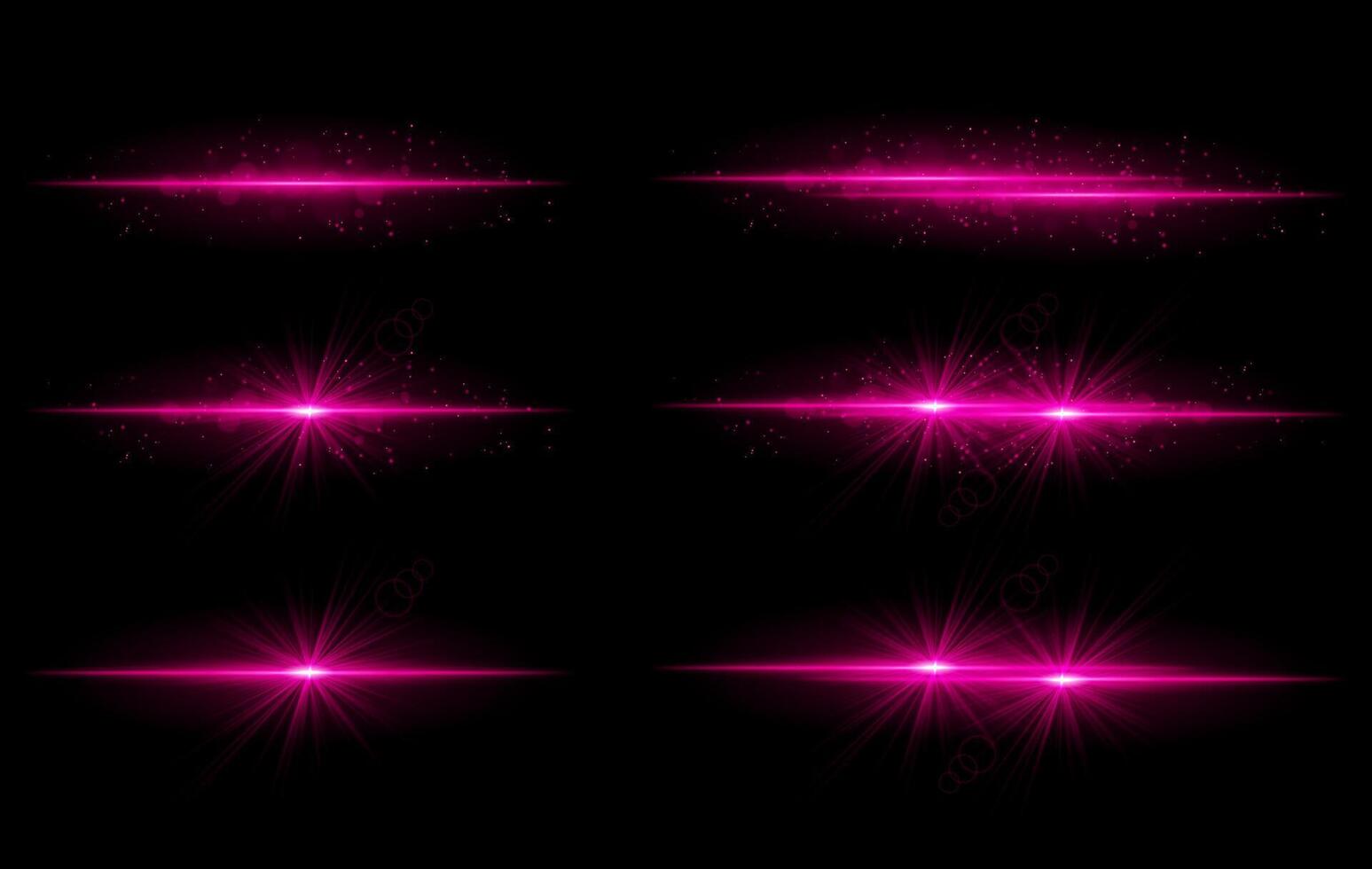 Purple glow effects set. Radiant light streaks, sparkling particles, bright starbursts, warm illumination, abstract lighting design, decorative energy beams, vibrant modern visuals vector