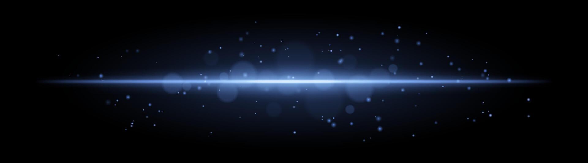 Soft Blue glow. Horizontal light beam with subtle particles, warm illumination, abstract lighting effect, minimalistic design, radiant and elegant decor vector