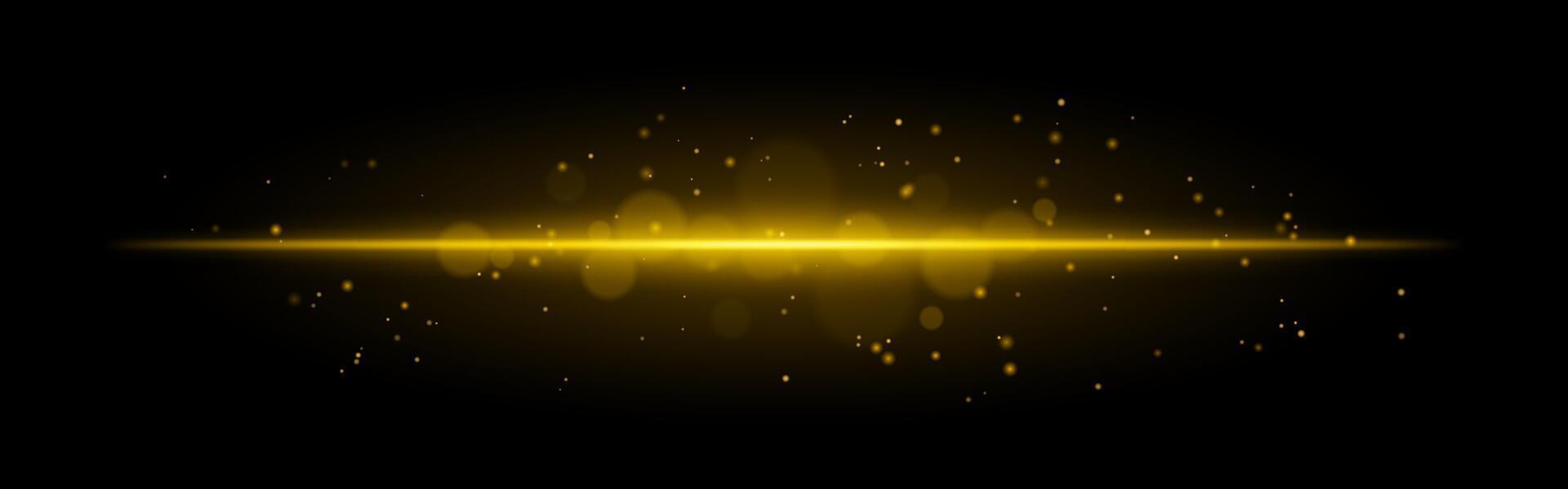 Yellow glowing line icon. Vibrant horizontal beam, illuminated particles, abstract light effect, futuristic energy, minimalistic decor, dynamic modern design, radiant visual vector