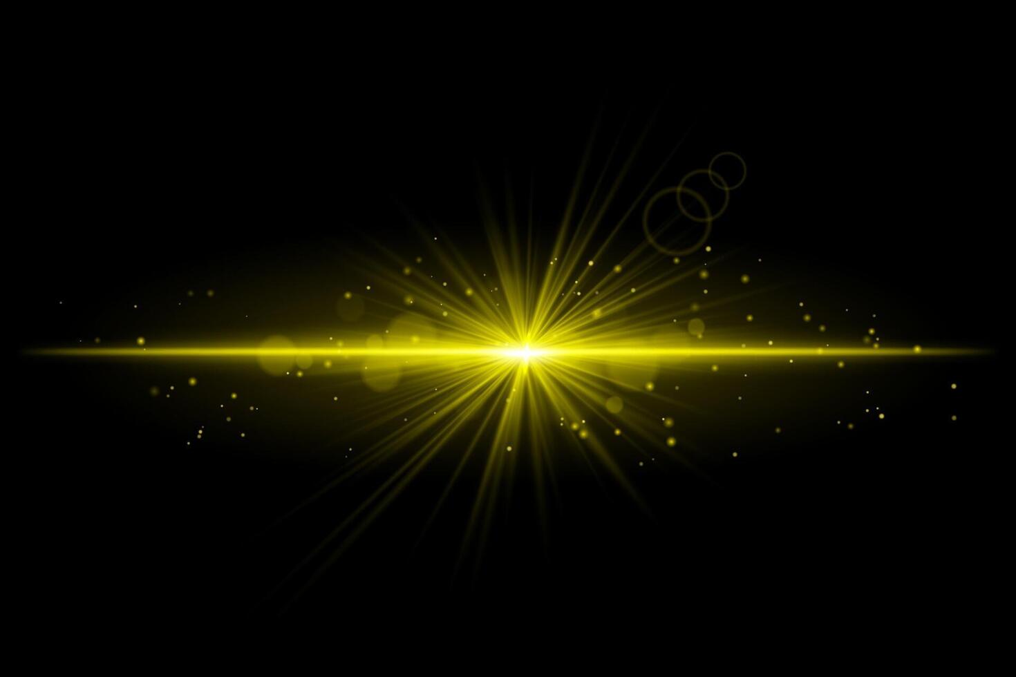 Golden starburst. Radiant light beam, glowing particles, bright star effect, warm illumination, abstract lighting design, futuristic energy, decorative modern visual vector