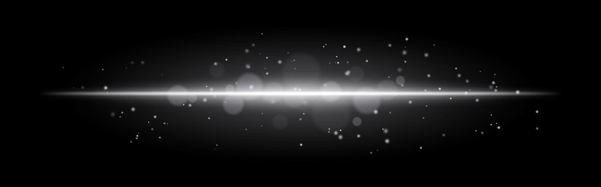 White glowing line icon. Vibrant horizontal beam, illuminated particles, abstract light effect, futuristic energy, minimalistic decor, dynamic modern design, radiant visual vector