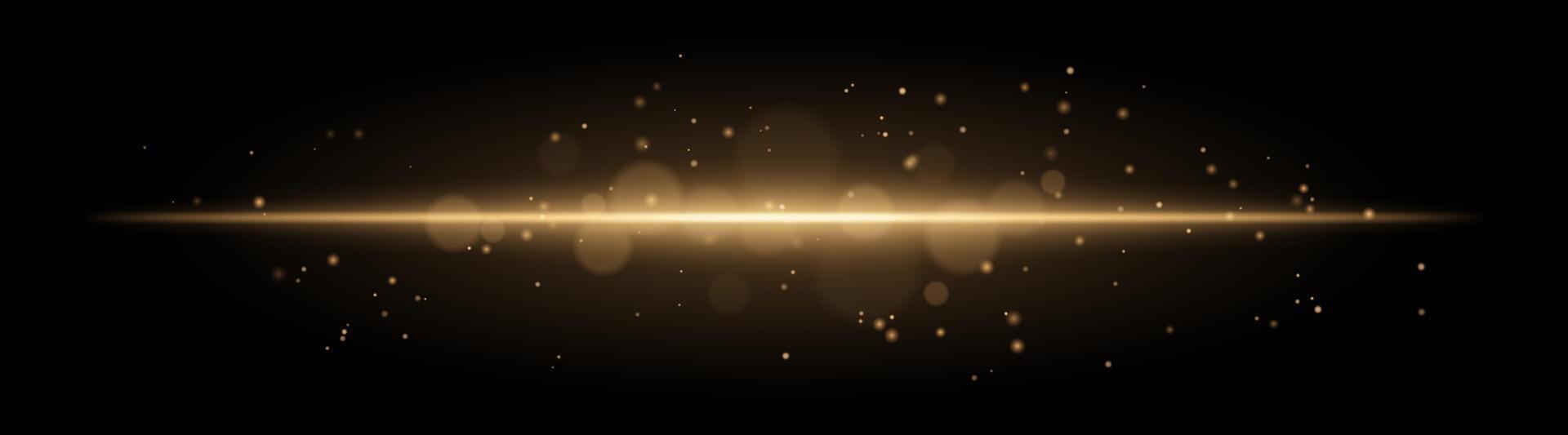 Soft golden glow. Horizontal light beam with subtle particles, warm illumination, abstract lighting effect, minimalistic design, radiant and elegant decor vector