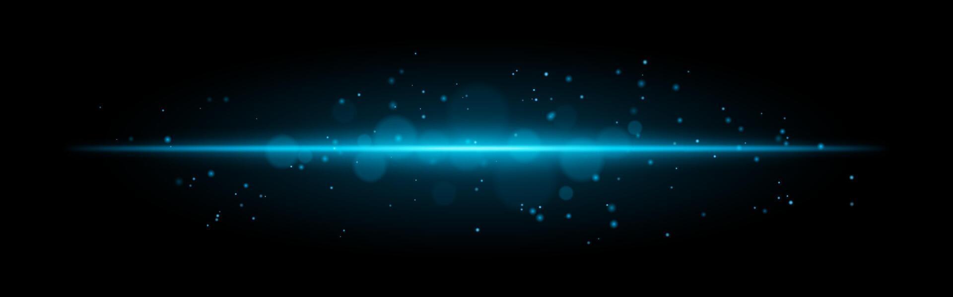 Blue glowing line icon. Vibrant horizontal beam, illuminated particles, abstract light effect, futuristic energy, minimalistic decor, dynamic modern design, radiant visual vector