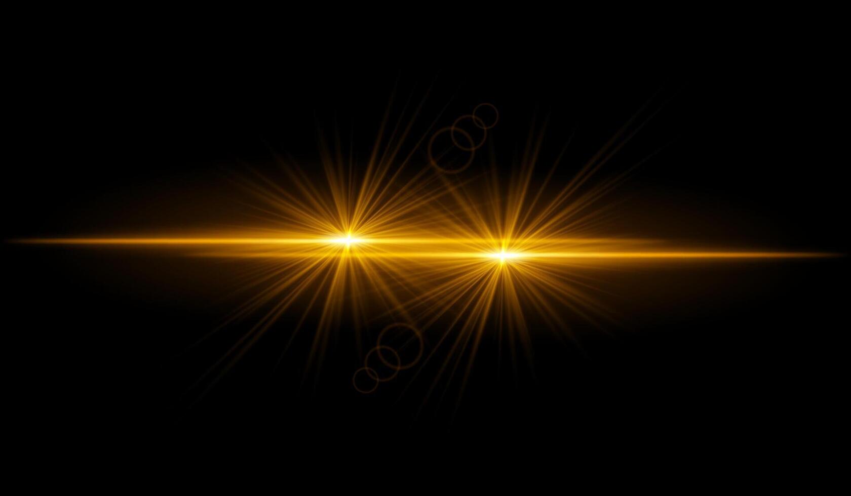 Dual orange starburst. Bright intersecting beams, glowing particles, radiant light effects, warm illumination, abstract lighting design, futuristic energy, decorative visuals vector