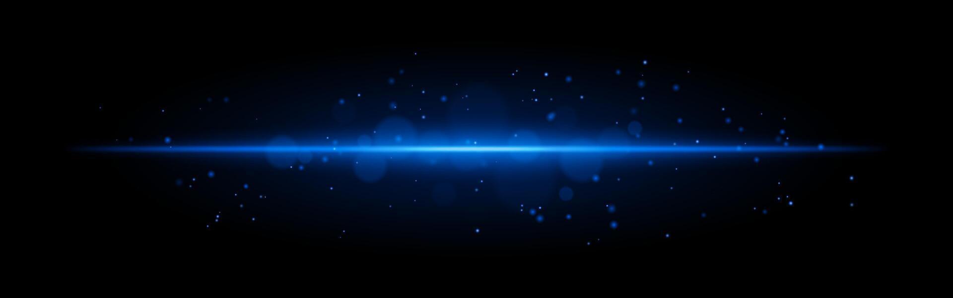 Blue glowing line icon. Vibrant horizontal beam, illuminated particles, abstract light effect, futuristic energy, minimalistic decor, dynamic modern design, radiant visual vector