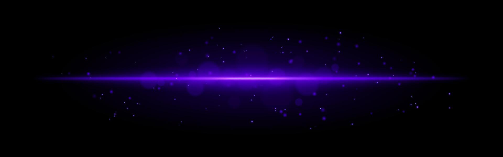 Purple glowing line icon. Vibrant horizontal beam, illuminated particles, abstract light effect, futuristic energy, minimalistic decor, dynamic modern design, radiant visual vector