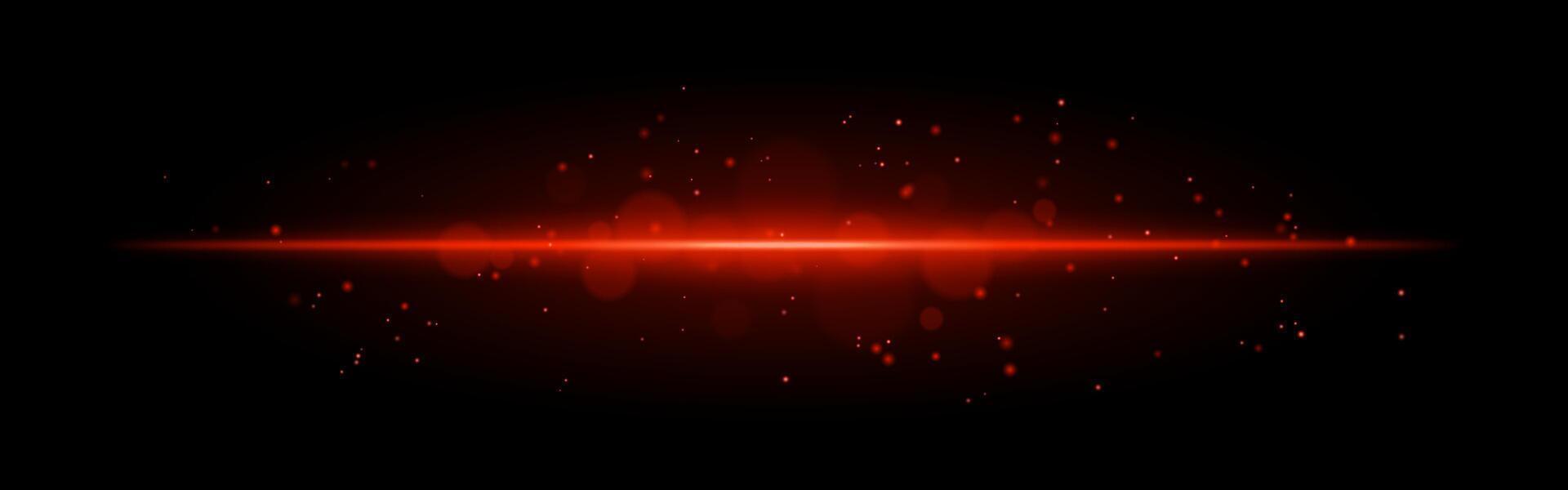 Red glowing line icon. Vibrant horizontal beam, illuminated particles, abstract light effect, futuristic energy, minimalistic decor, dynamic modern design, radiant visual vector