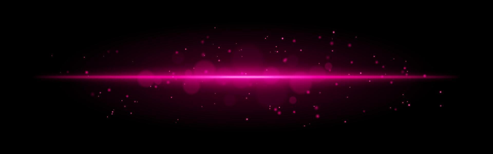 Purple glowing line icon. Vibrant horizontal beam, illuminated particles, abstract light effect, futuristic energy, minimalistic decor, dynamic modern design, radiant visual vector