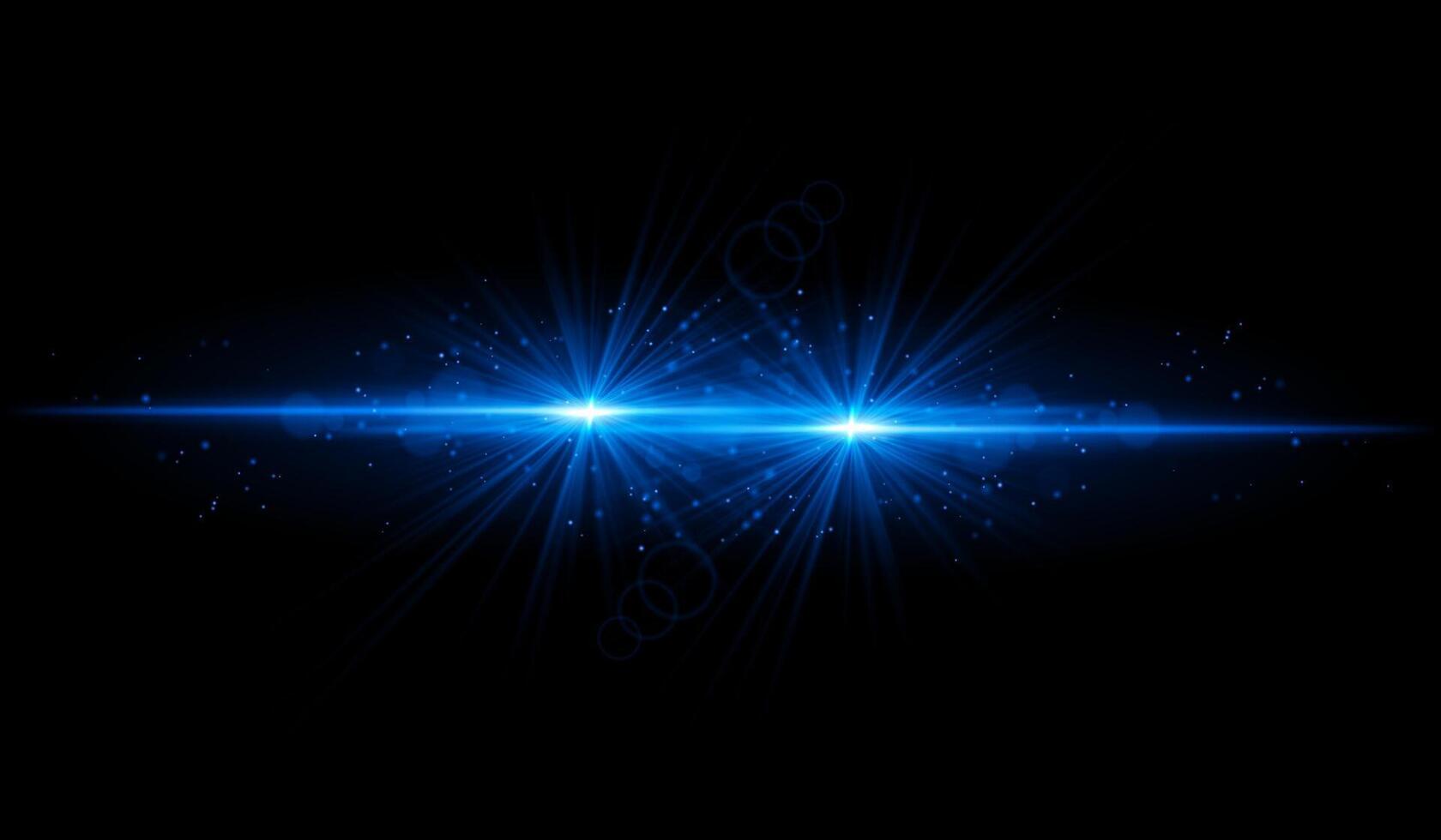 Dual Blue starburst. Bright intersecting beams, glowing particles, radiant light effects, warm illumination, abstract lighting design, futuristic energy, decorative visuals vector