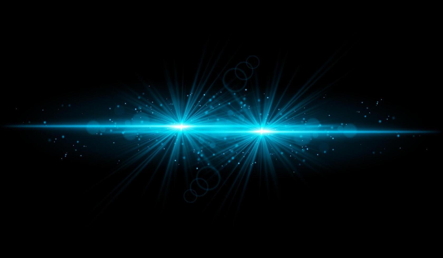 Dual Blue starburst. Bright intersecting beams, glowing particles, radiant light effects, warm illumination, abstract lighting design, futuristic energy, decorative visuals vector