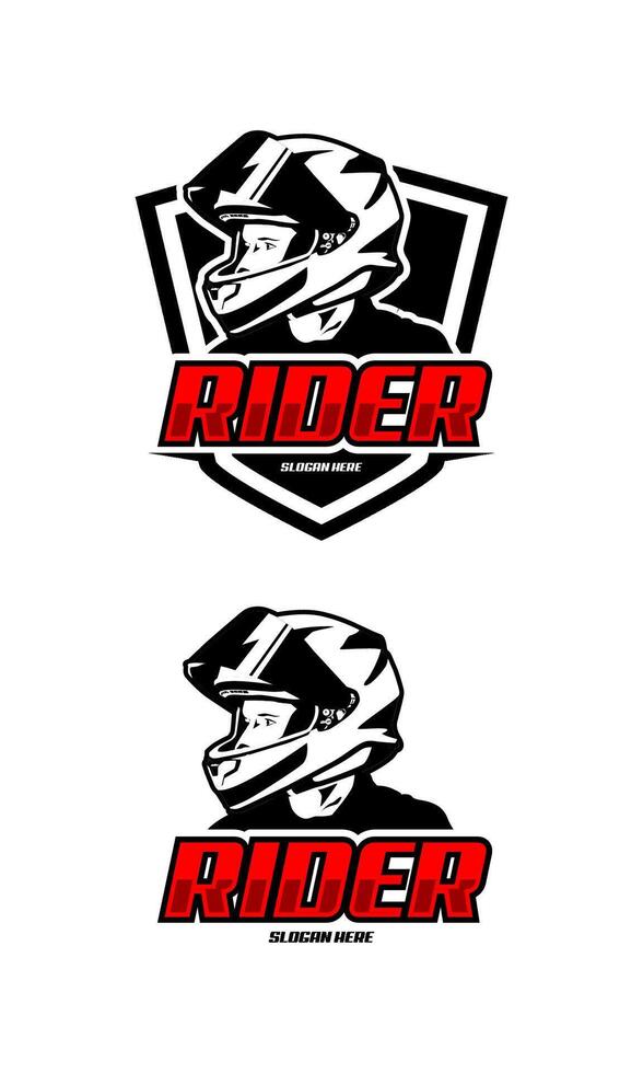 rider biker helmet logo silhouette vector