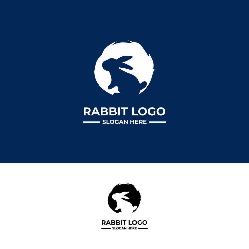 rabbit silhouette logo template vector