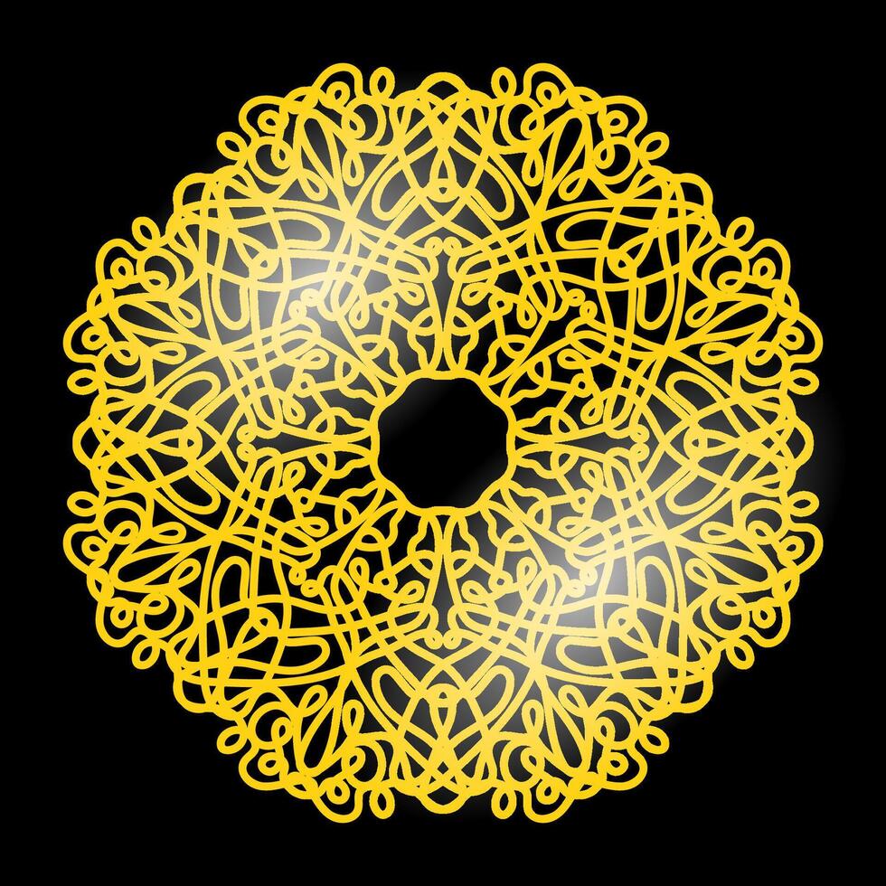 Modern Gold Frame on White Background. Yellow Metallic Circle. Retro Luxury. vector