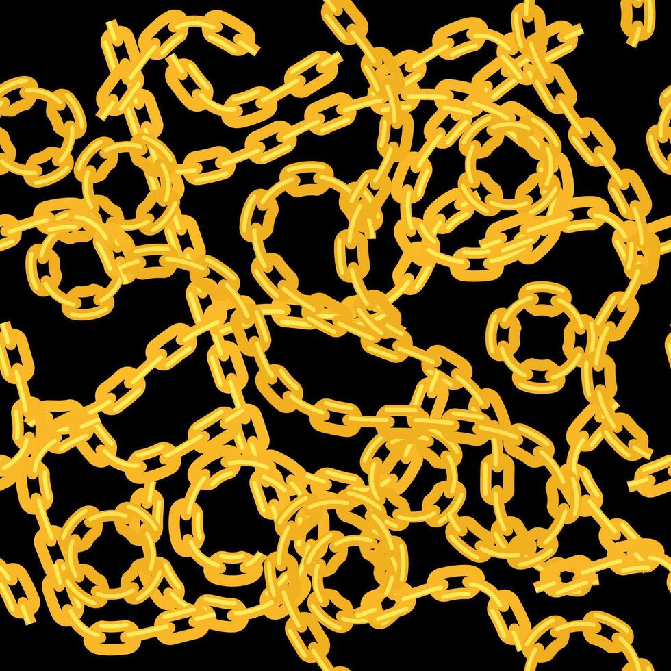 Yellow Metal Chain. Metallic Seamless Pattern. vector