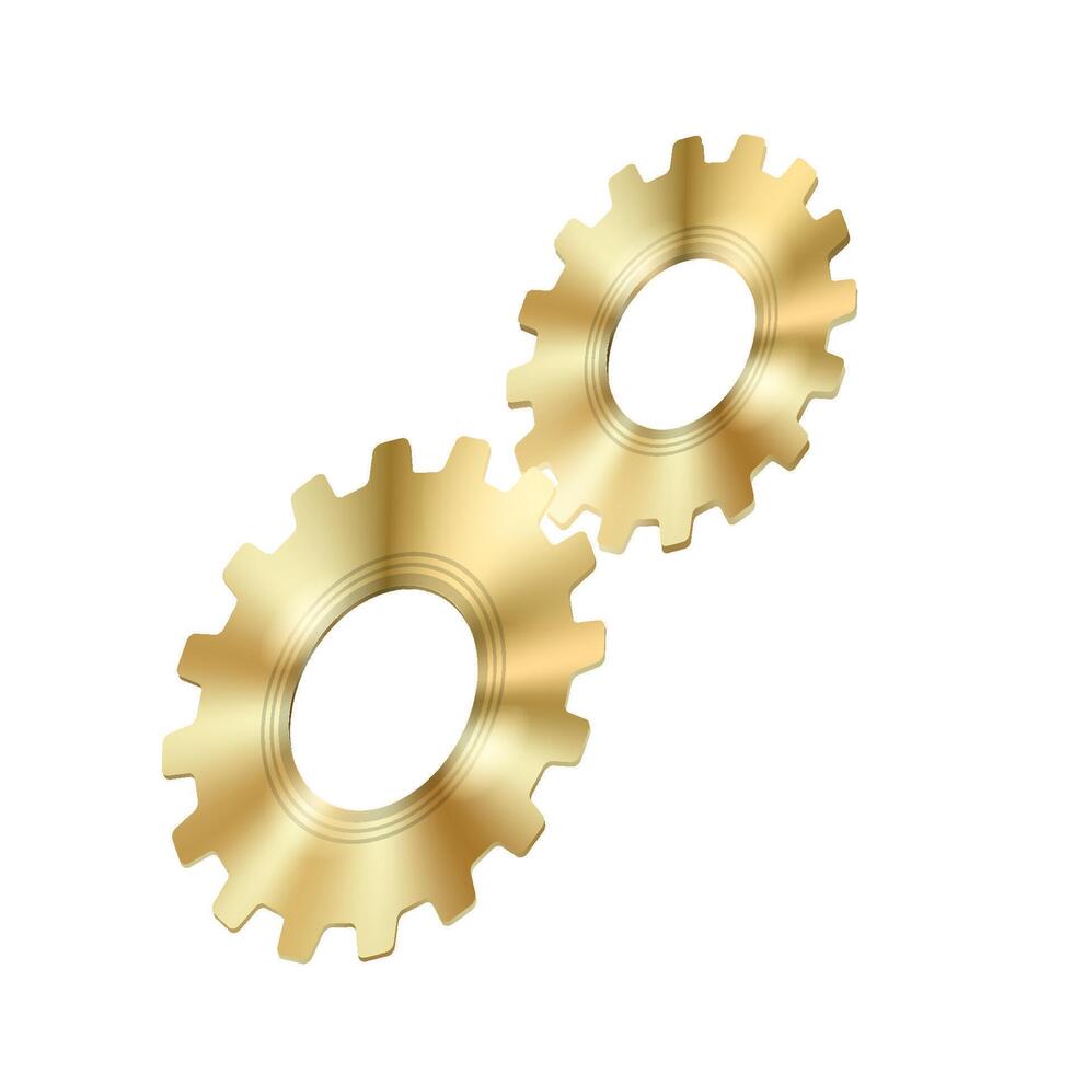 Techno Background with Geometric Gear Wheels Icon. Machinery Logo. Modern Mechanism Cog Concept. Technologic Mechanical Cogwheel Tool on White Background. Teamwork Symbol. Part of Transmission. vector