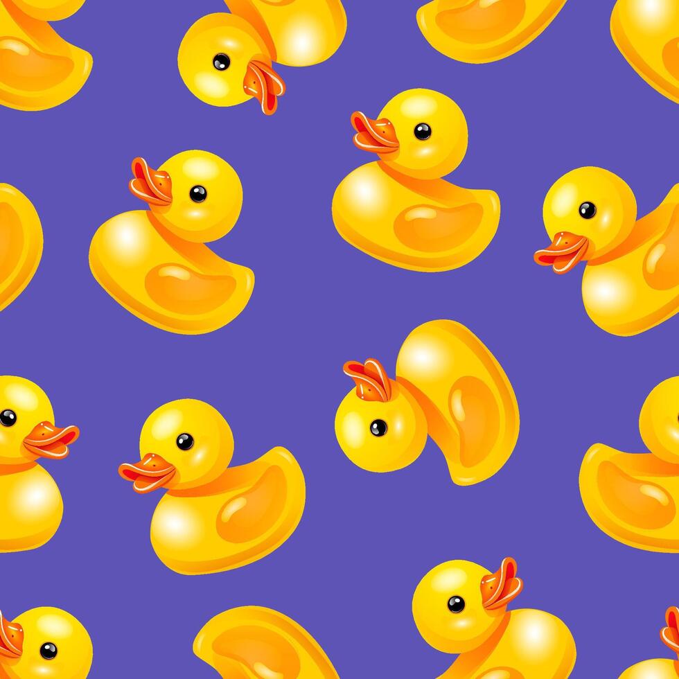 Seamless, repeating pattern with yellow, rubber duckies vector