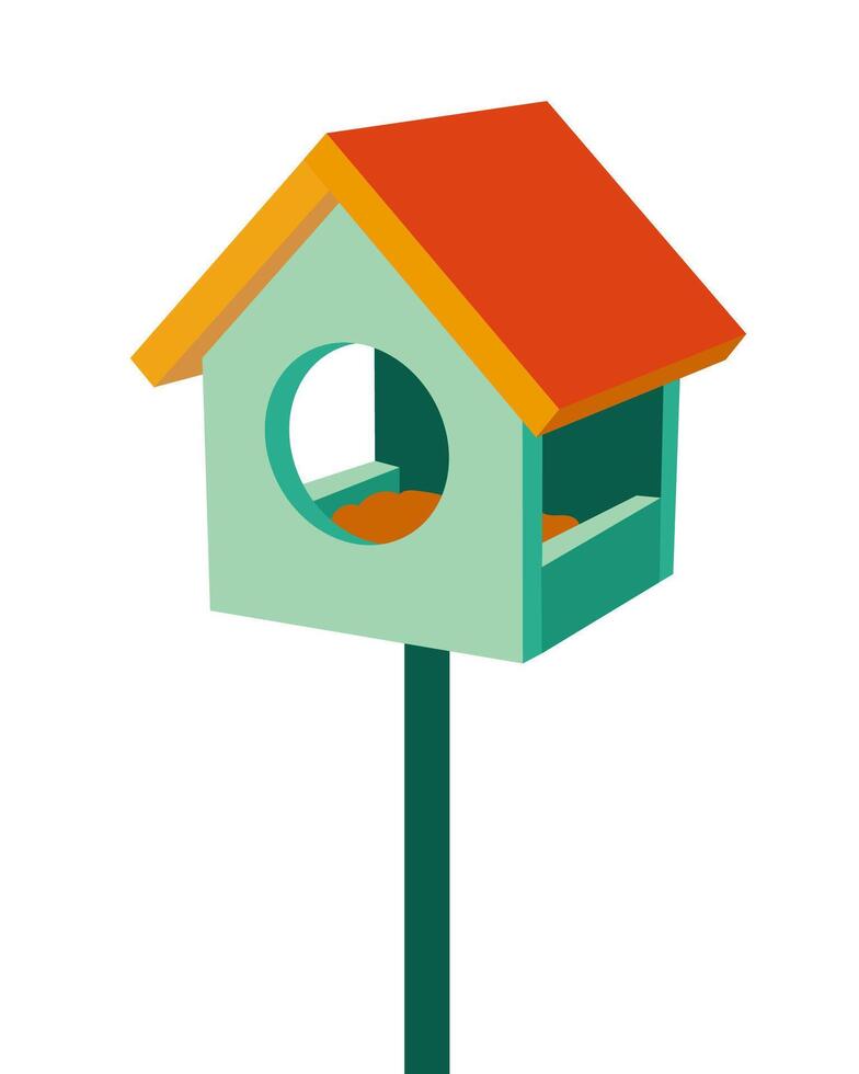Bird feeder. Illustration in simple. cartoon style vector