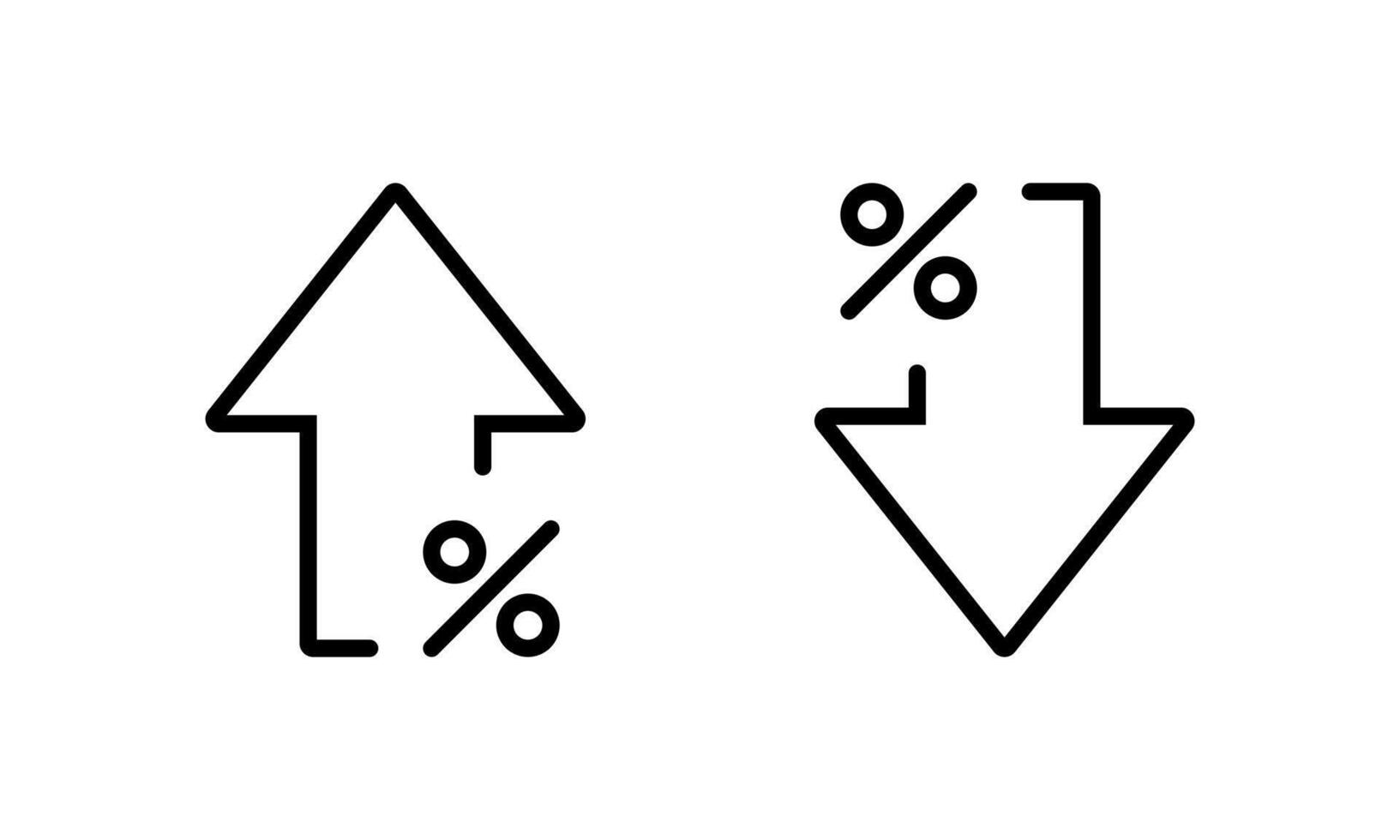 Percent growth decline arrow icon. Increase and decrease percentage sign symbol vector