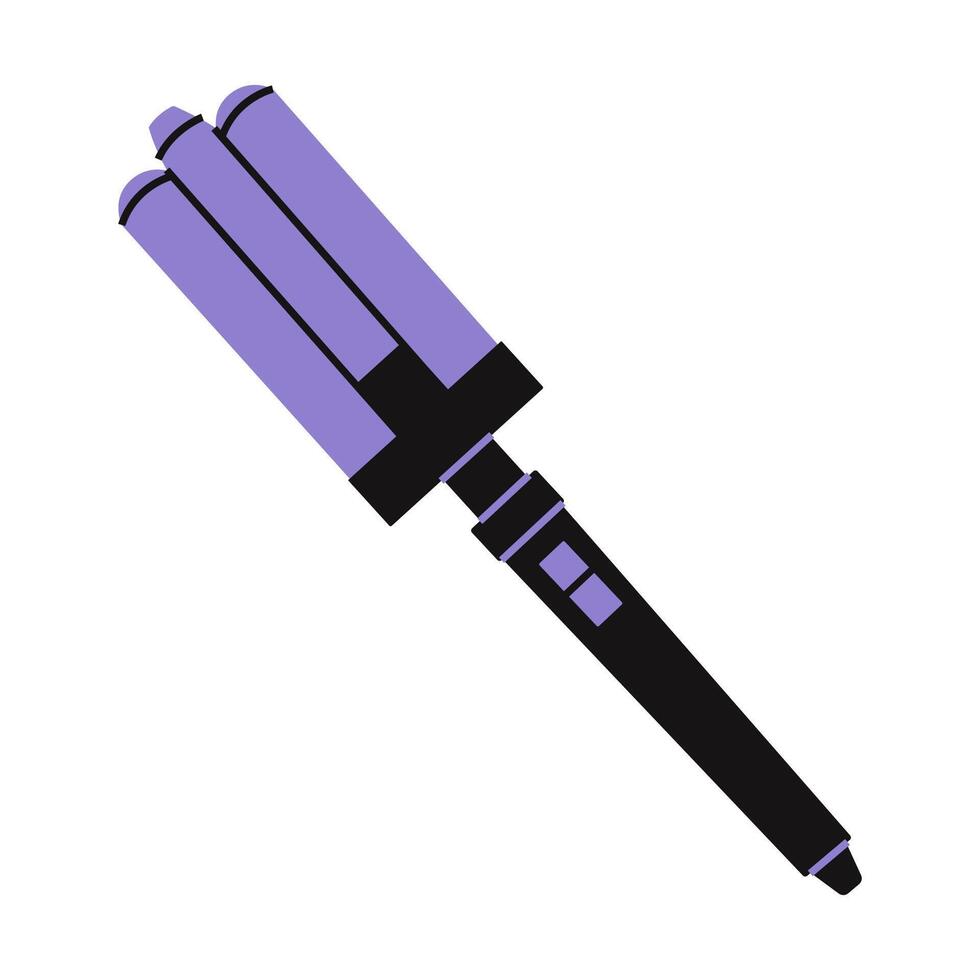 Triple barrel hair curling iron. Hairdressing professional tool and hair styling accessory vector
