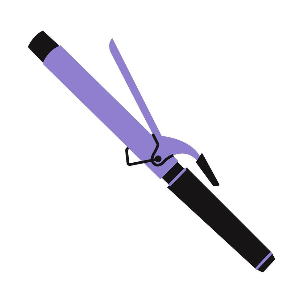 Tong hair curler iron. Hairdressing professional tool and hair styling accessory vector