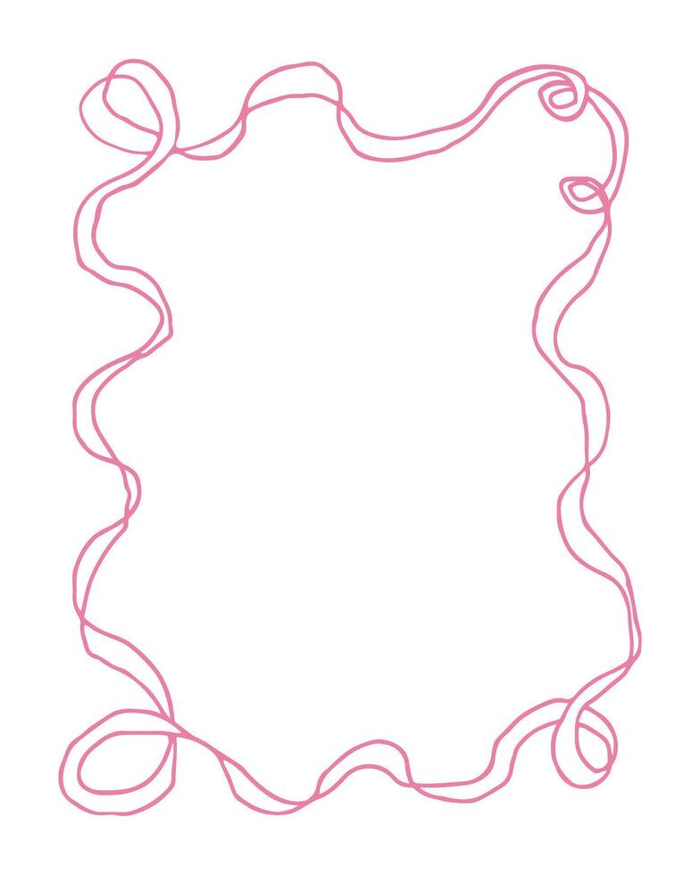 A pink ribbon with a wavy line drawn on it. The ribbon is long and curvy, giving it a playful and whimsical appearance vector