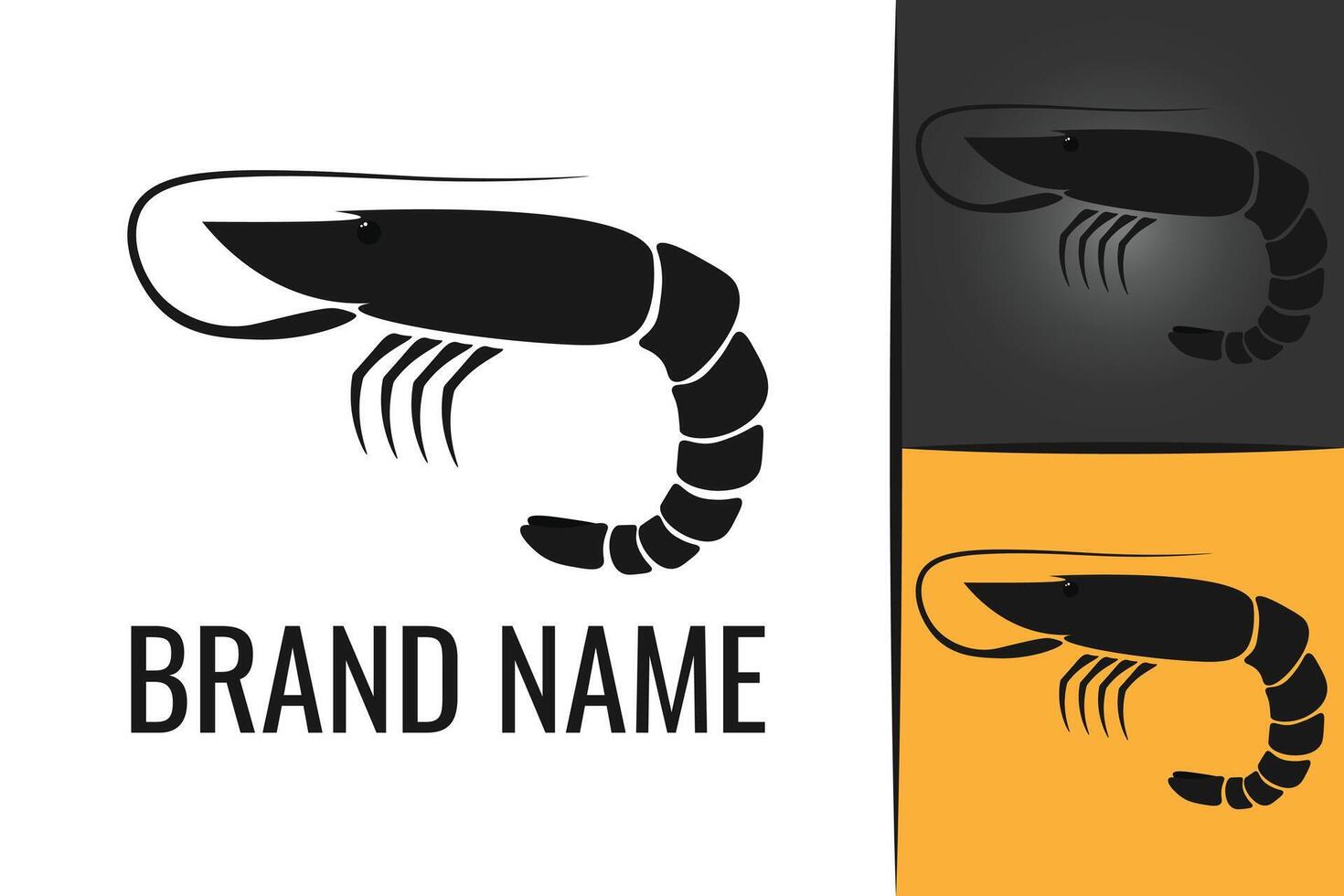 Red shrimp logo. Seafood prawn logotype. Fresh Shrimps sea food logo icon vector