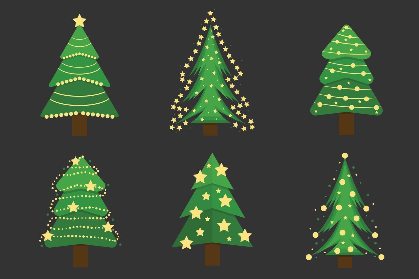 Christmas tree set. Xmas fir-trees and pines. New year trees vector