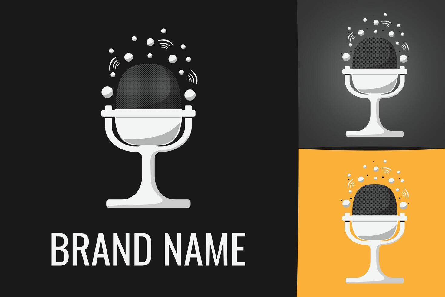 Microphone Logo Podcast Audio Mic Icon voice logotype radio vector