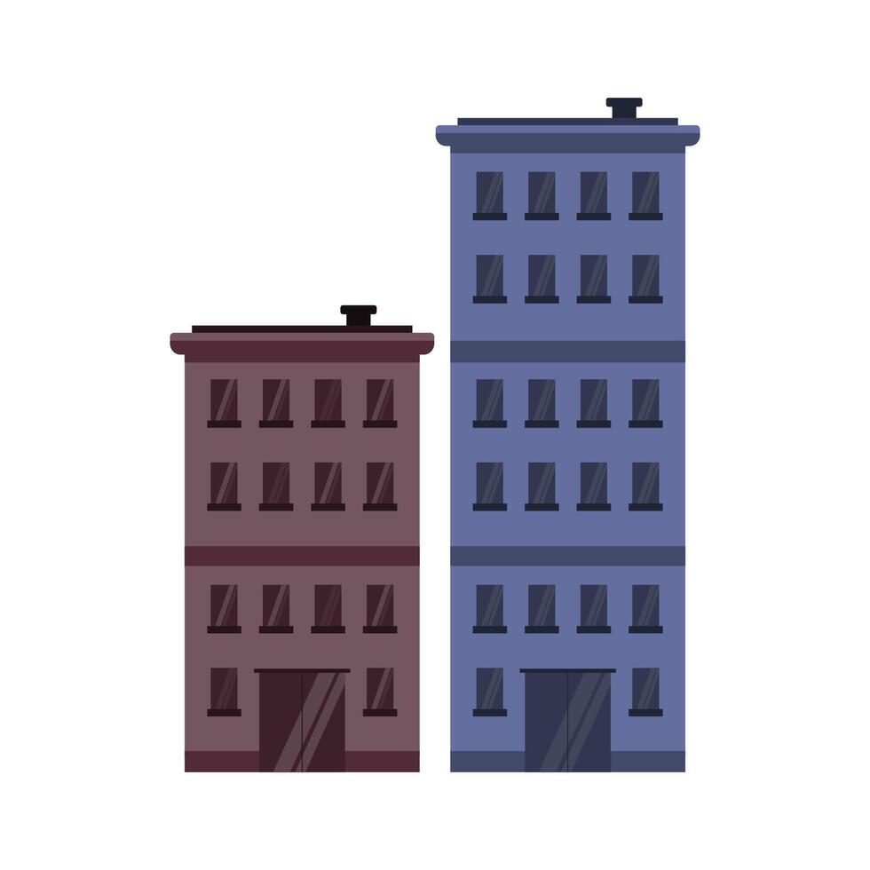 City tower block building set. flat style illustration of silhouettes of multi-storey buildings on a white background. vector