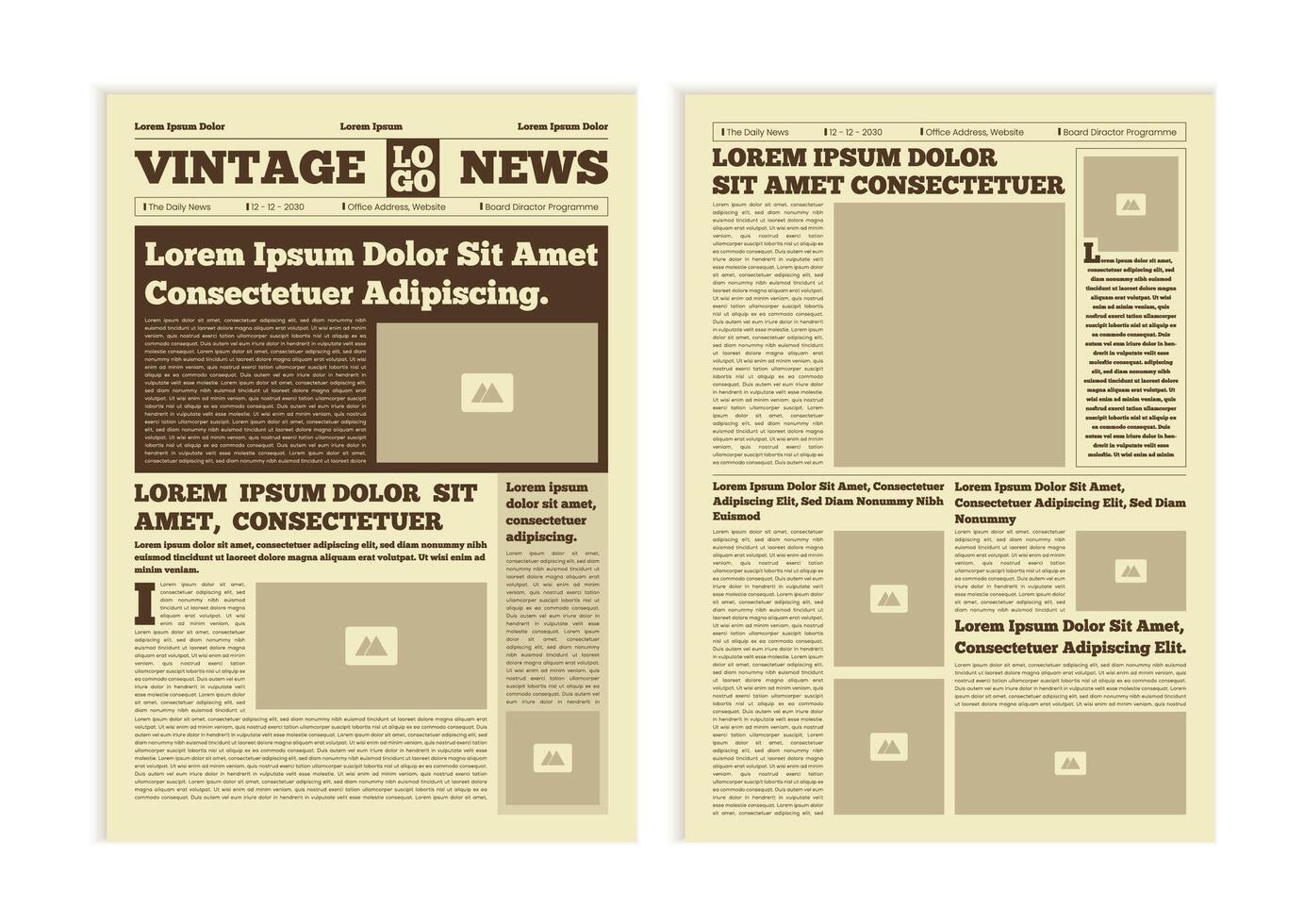 Vintage newspaper. News articles newsprint magazine old design vector
