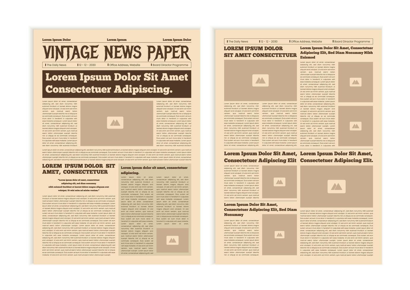 Vintage newspaper template with newsprint text. newspaper antique vector