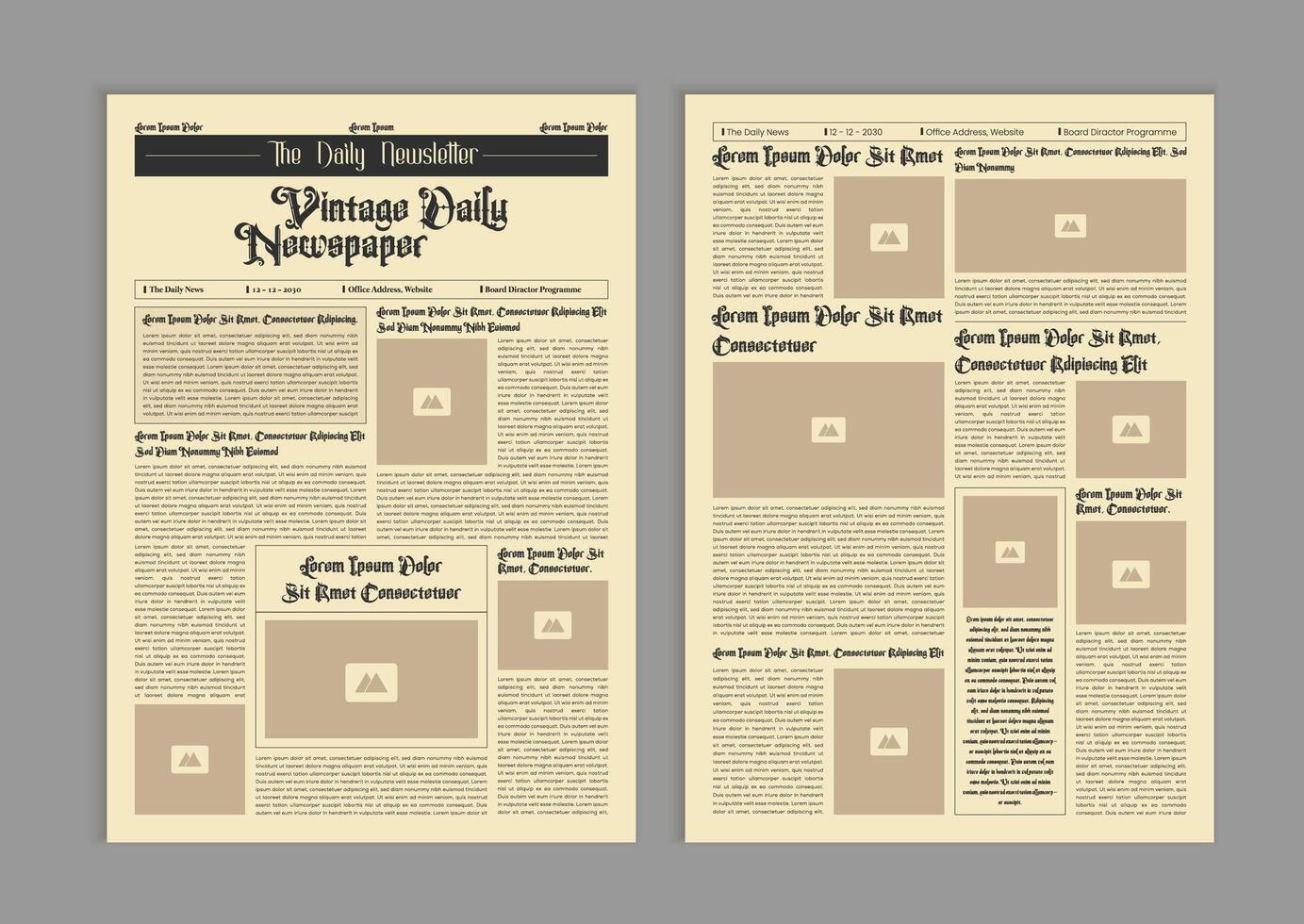 Vintage newspaper template with newsprint text. newspaper antique for article print vector